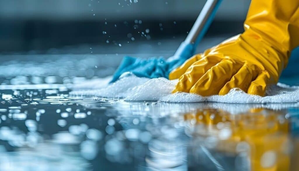Une personne nettoyant une maison après un débarras à Ixelles